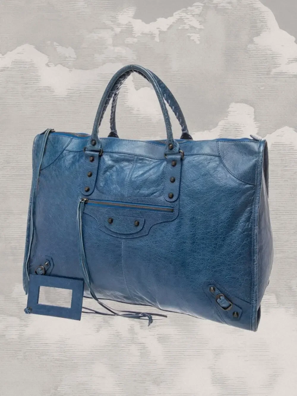 BALENCIAGA Vintage Weekender XL City Bag Blue Moto